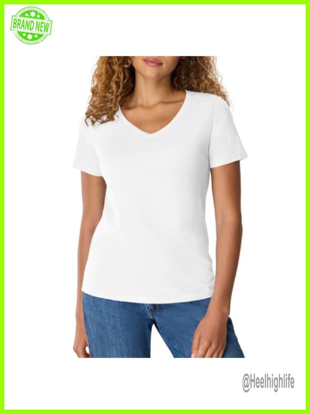 Hanes Women's Cotton V-Neck Short Sleeve T-Shirt Tee